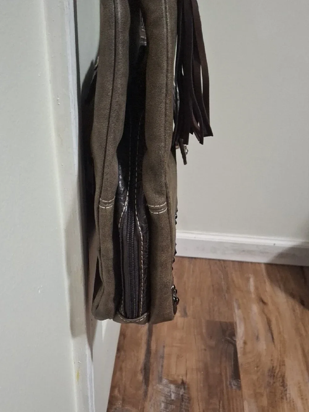 Western Style Brown Embellished Hobo Bag